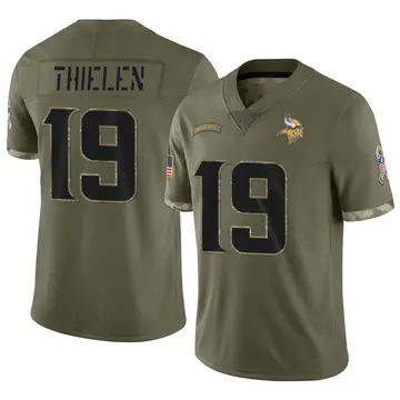 Nike Adam Thielen Men's Limited Minnesota Vikings Olive 2022 Salute To Service Jersey