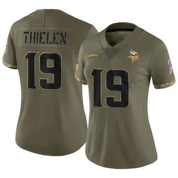 Nike Adam Thielen Women's Limited Minnesota Vikings Olive 2022 Salute To Service Jersey