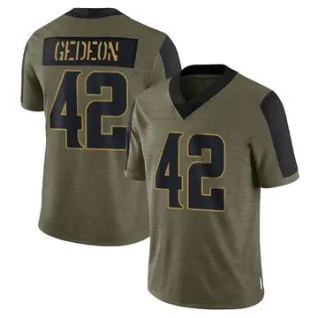 Nike Ben Gedeon Men's Limited Minnesota Vikings Olive 2021 Salute To Service Jersey