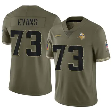 Nike Bobby Evans Men's Limited Minnesota Vikings Olive 2022 Salute To Service Jersey