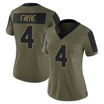Nike Brett Favre Women's Limited Minnesota Vikings Olive 2021 Salute To Service Jersey