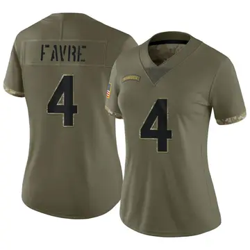 Nike Brett Favre Women's Limited Minnesota Vikings Olive 2022 Salute To Service Jersey