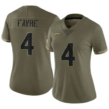 Nike Brett Favre Women's Limited Minnesota Vikings Olive 2022 Salute To Service Jersey