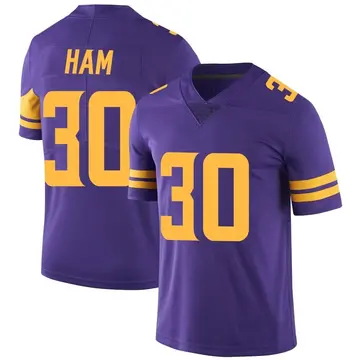 Nike C.J. Ham Men's Limited Minnesota Vikings Purple Color Rush Jersey