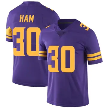 Nike C.J. Ham Men's Limited Minnesota Vikings Purple Color Rush Jersey
