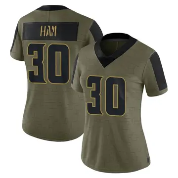 Nike C.J. Ham Women's Limited Minnesota Vikings Olive 2021 Salute To Service Jersey