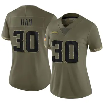 Nike C.J. Ham Women's Limited Minnesota Vikings Olive 2022 Salute To Service Jersey