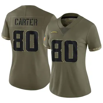 Nike Cris Carter Women's Limited Minnesota Vikings Olive 2022 Salute To Service Jersey