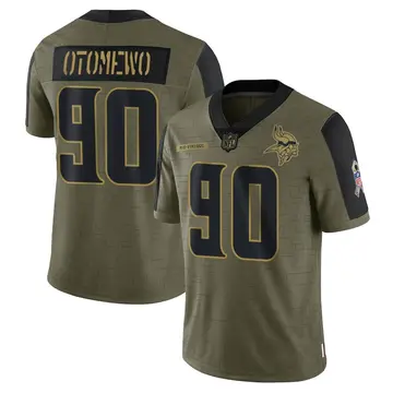 Nike Esezi Otomewo Men's Limited Minnesota Vikings Olive 2021 Salute To Service Jersey