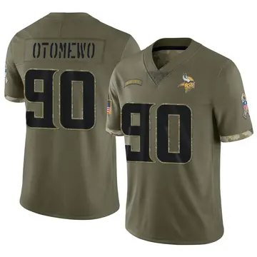 Nike Esezi Otomewo Men's Limited Minnesota Vikings Olive 2022 Salute To Service Jersey