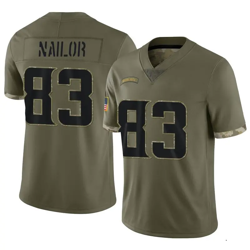 Nike Jalen Nailor Men's Limited Minnesota Vikings Olive 2022 Salute To Service Jersey