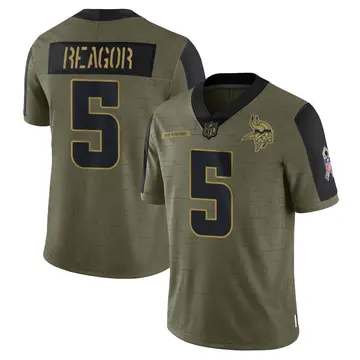 Nike Jalen Reagor Men's Limited Minnesota Vikings Olive 2021 Salute To Service Jersey