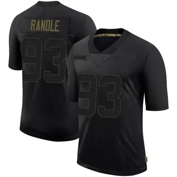 Nike John Randle Men's Limited Minnesota Vikings Black 2020 Salute To Service Jersey