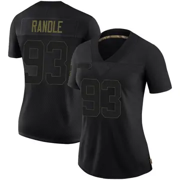 Nike John Randle Women's Limited Minnesota Vikings Black 2020 Salute To Service Jersey