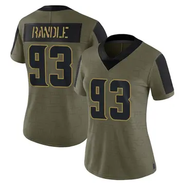 Nike John Randle Women's Limited Minnesota Vikings Olive 2021 Salute To Service Jersey