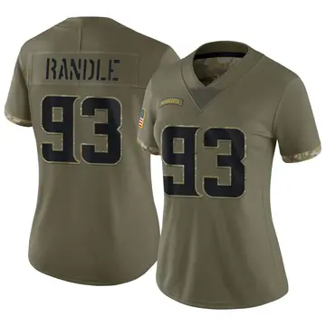 Nike John Randle Women's Limited Minnesota Vikings Olive 2022 Salute To Service Jersey