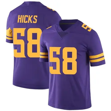 Nike Jordan Hicks Men's Limited Minnesota Vikings Purple Color Rush Jersey