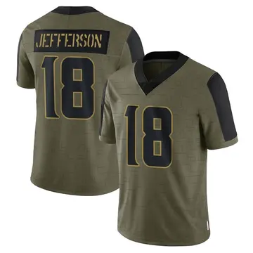 Nike Justin Jefferson Men's Limited Minnesota Vikings Olive 2021 Salute To Service Jersey