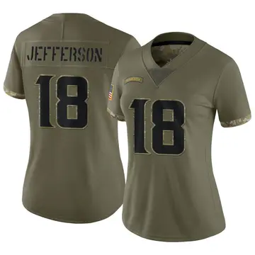 Nike Justin Jefferson Women's Limited Minnesota Vikings Olive 2022 Salute To Service Jersey