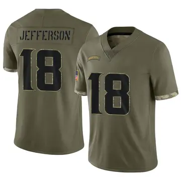 Nike Justin Jefferson Youth Limited Minnesota Vikings Olive 2022 Salute To Service Jersey