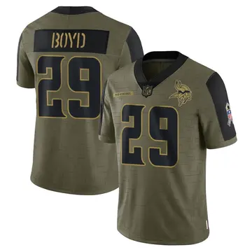 Nike Kris Boyd Men's Limited Minnesota Vikings Olive 2021 Salute To Service Jersey