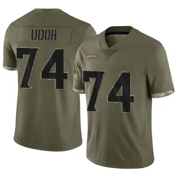 Nike Olisaemeka Udoh Men's Limited Minnesota Vikings Olive 2022 Salute To Service Jersey
