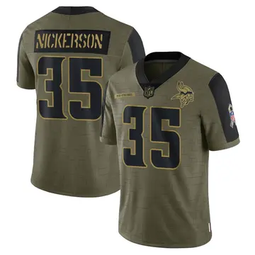Nike Parry Nickerson Men's Limited Minnesota Vikings Olive 2021 Salute To Service Jersey