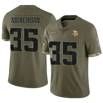 Nike Parry Nickerson Men's Limited Minnesota Vikings Olive 2022 Salute To Service Jersey