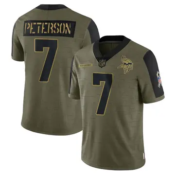 Nike Patrick Peterson Men's Limited Minnesota Vikings Olive 2021 Salute To Service Jersey