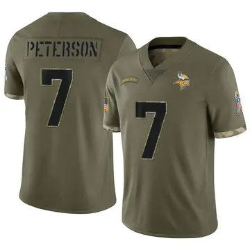 Nike Patrick Peterson Men's Limited Minnesota Vikings Olive 2022 Salute To Service Jersey