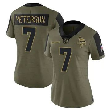 Nike Patrick Peterson Women's Limited Minnesota Vikings Olive 2021 Salute To Service Jersey