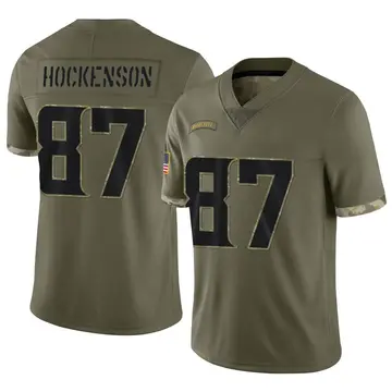 Nike T.J. Hockenson Men's Limited Minnesota Vikings Olive 2022 Salute To Service Jersey